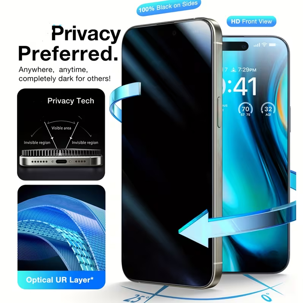 1-3PCS Anti-Spy Privacy Temper - Anti Peek Privacy Tempered Glass 评论和价格
