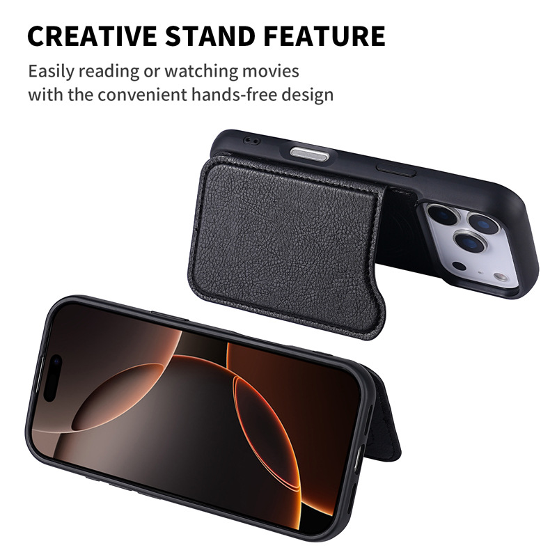 For Magsafe Magnetic Leather W - Leather Wallet Card Holder Phone Cover 评论和价格