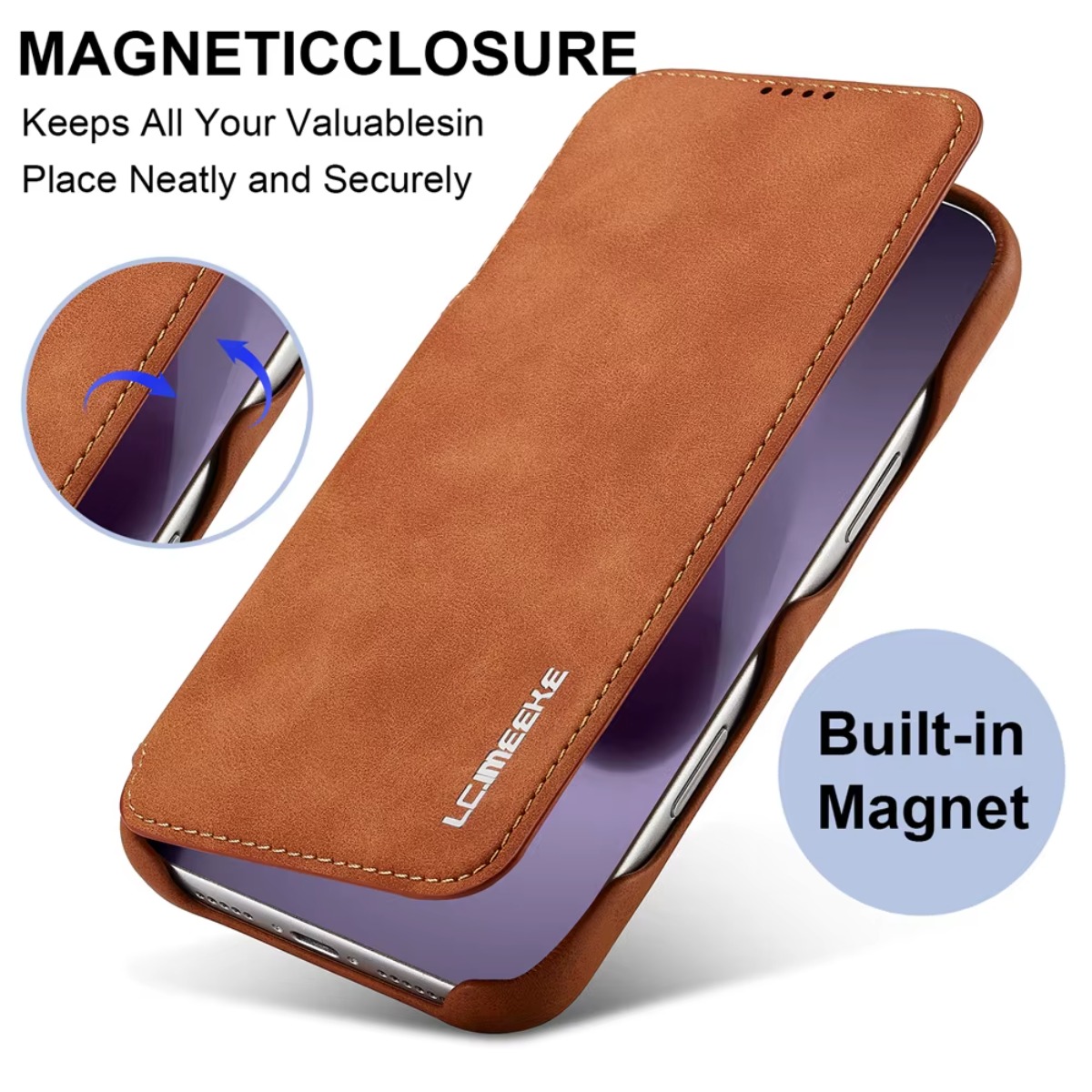 Leather Wallet Magnetic Flip C - Leather Wallet Card Holder Phone Cover 评论和价格