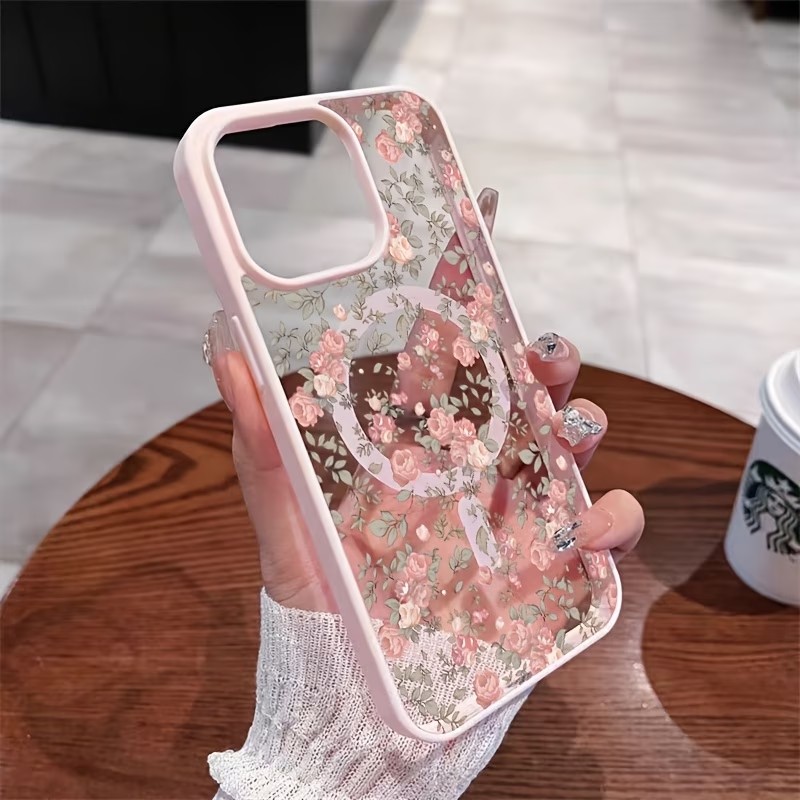 Pink Tiny Rose Clear Magnetic  - Clear Shockproof Bumper Case 评论和价格
