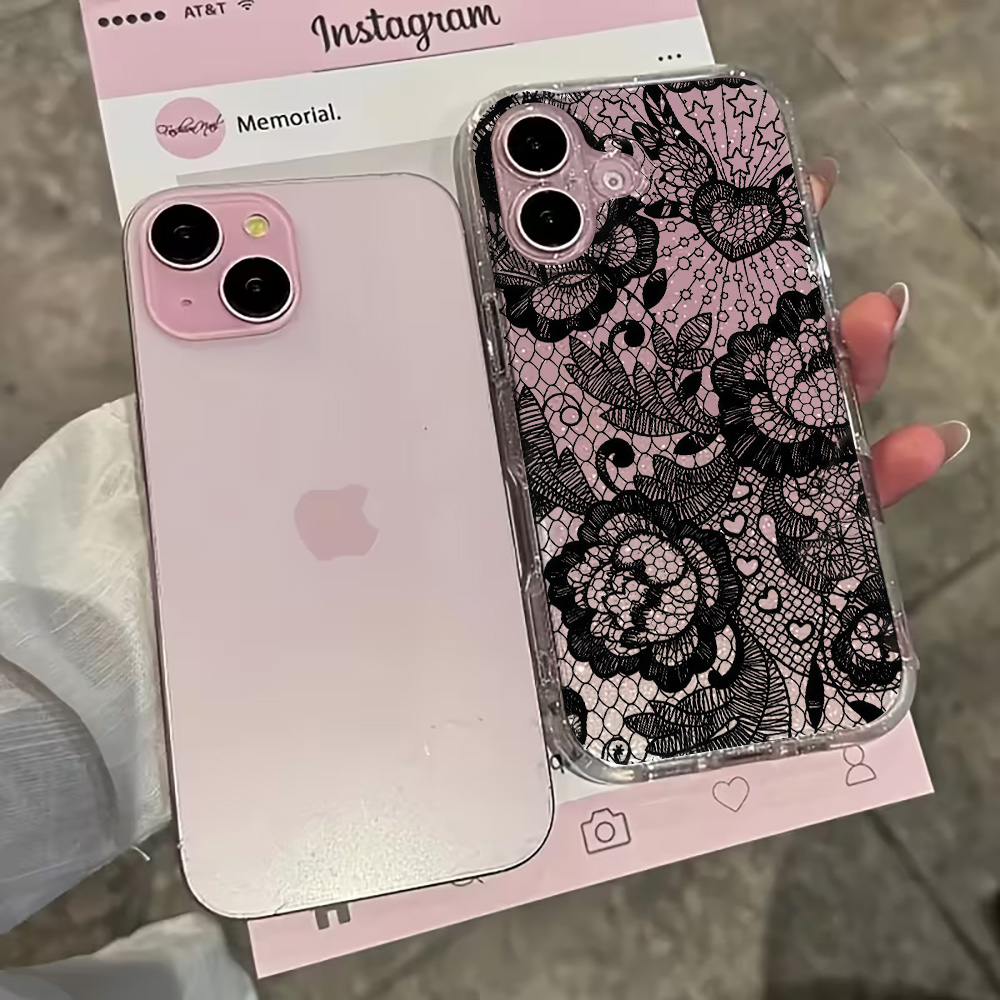 Lace Flowers INS Clear Phone C - Clear Shockproof Bumper Case 评论和价格